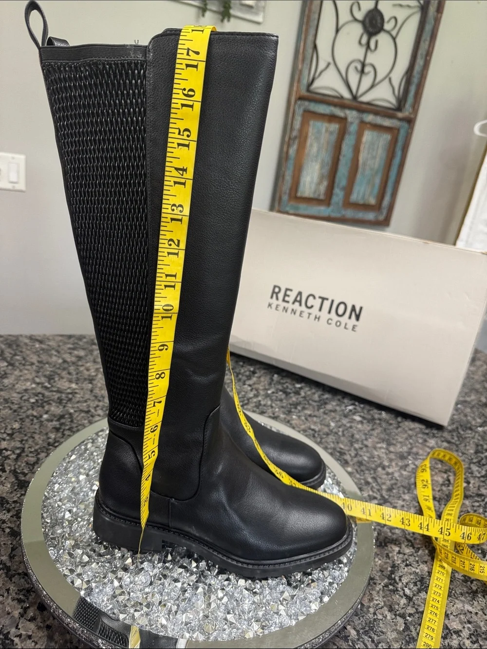 Kenneth Cole Reaction Lionel weaved Black Over-the-Knee riding Boots NEW 8